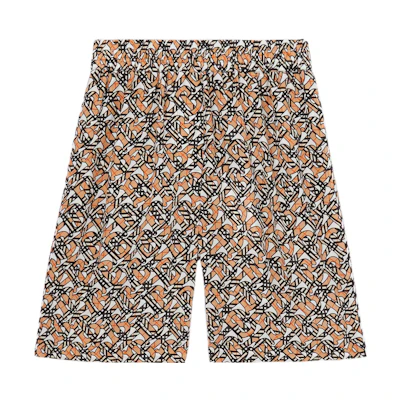 (Women) Burberry FW22 Monogram Print Silk Casual Shorts Brown. 80572001