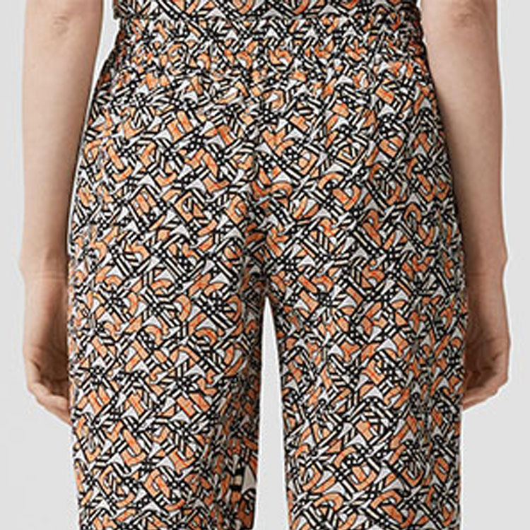 (Women) Burberry FW22 Monogram Print Silk Casual Shorts  Brown. 80572001 圖 6