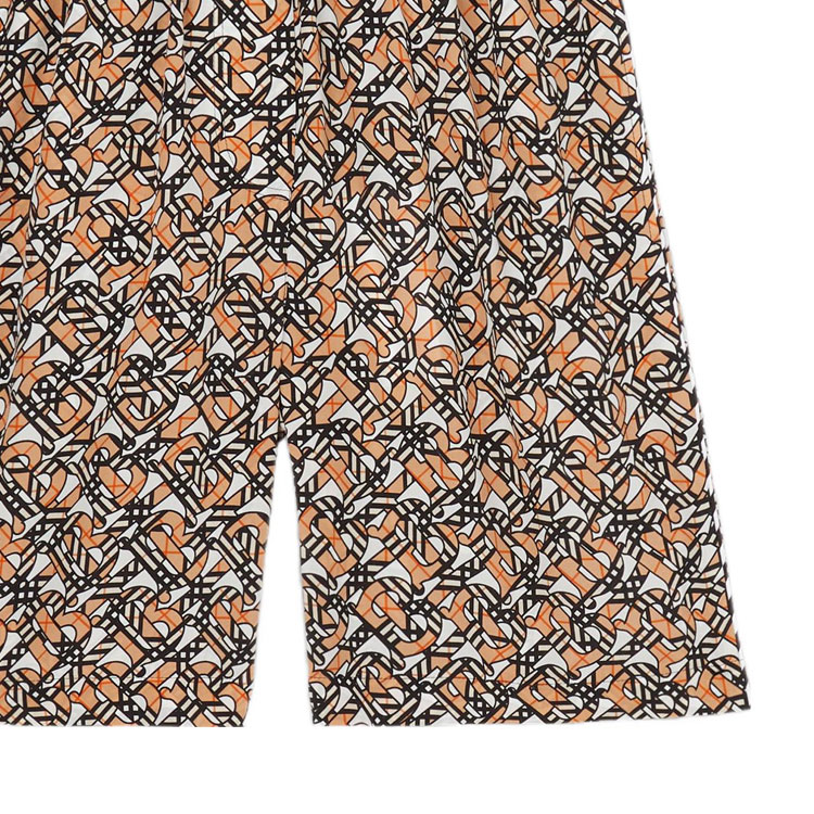 (Women) Burberry FW22 Monogram Print Silk Casual Shorts  Brown. 80572001 圖 7