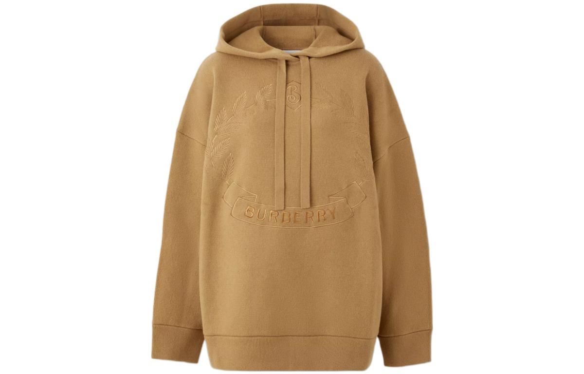 (Women) Burberry FW22 Oak Leaf Emblem Oversized Hoodie  Camel 80632701
