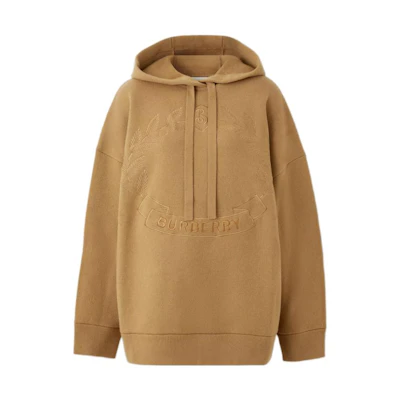 (Women) Burberry FW22 Oak Leaf Emblem Oversized Hoodie Camel 80632701