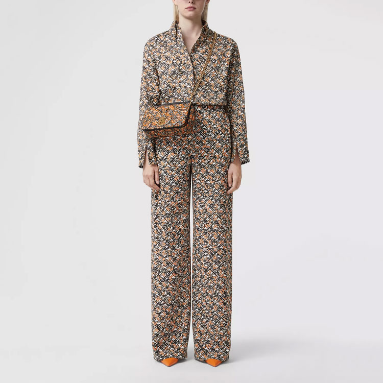 (Women) Burberry FW22 Oversized Logo Print Long Sleeve Shirt Brown . 80572141 圖 3