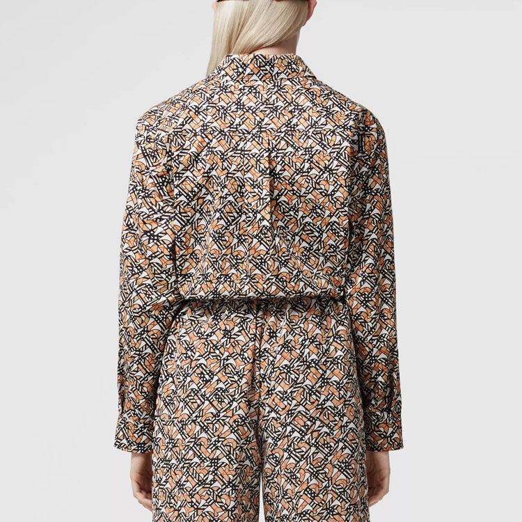 (Women) Burberry FW22 Oversized Logo Print Long Sleeve Shirt Brown . 80572141 圖 5