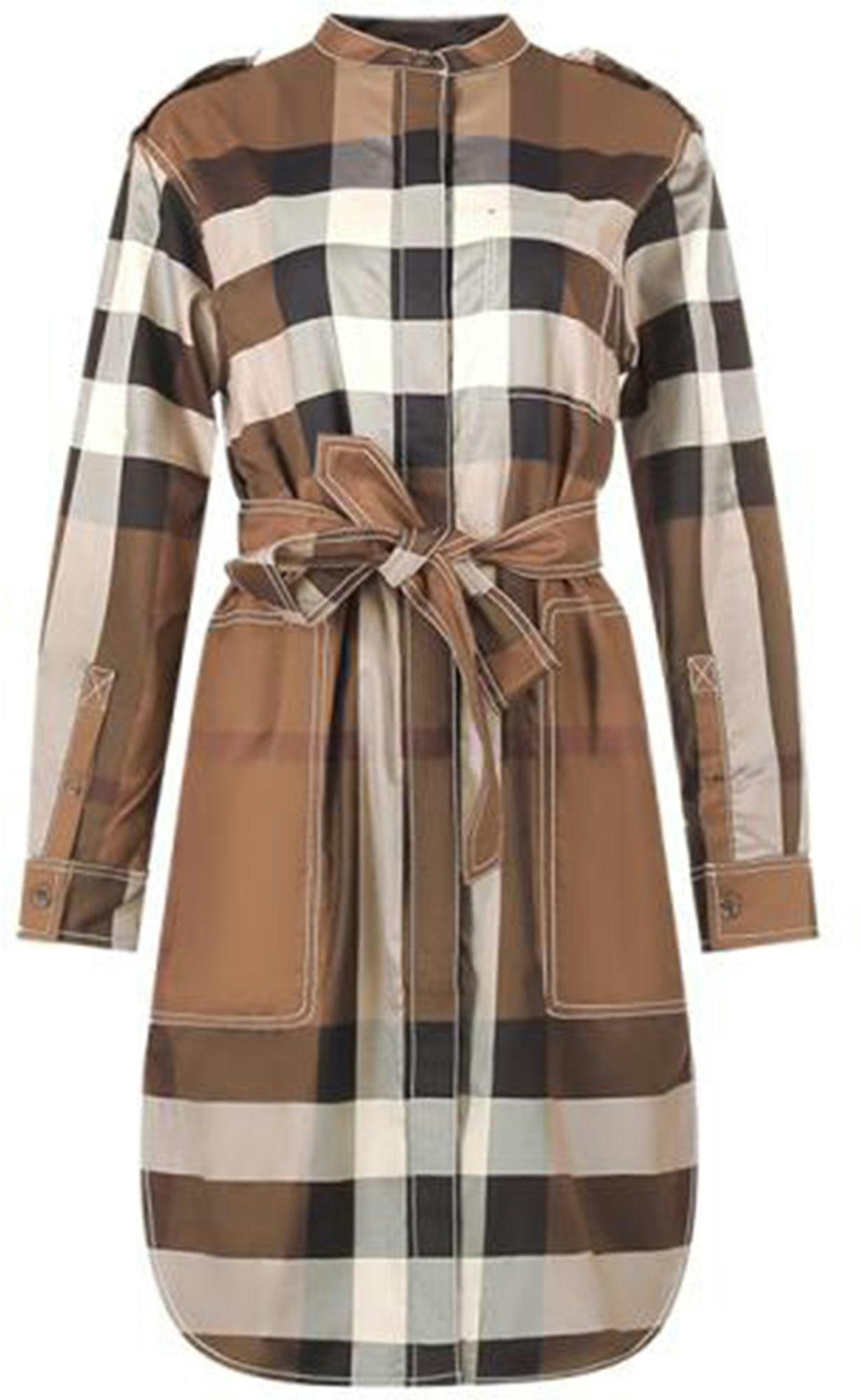 women-burberry-fw-22-plaid-loose-fit-long-sleeve-button-up-dress-women-s-brown-80574391