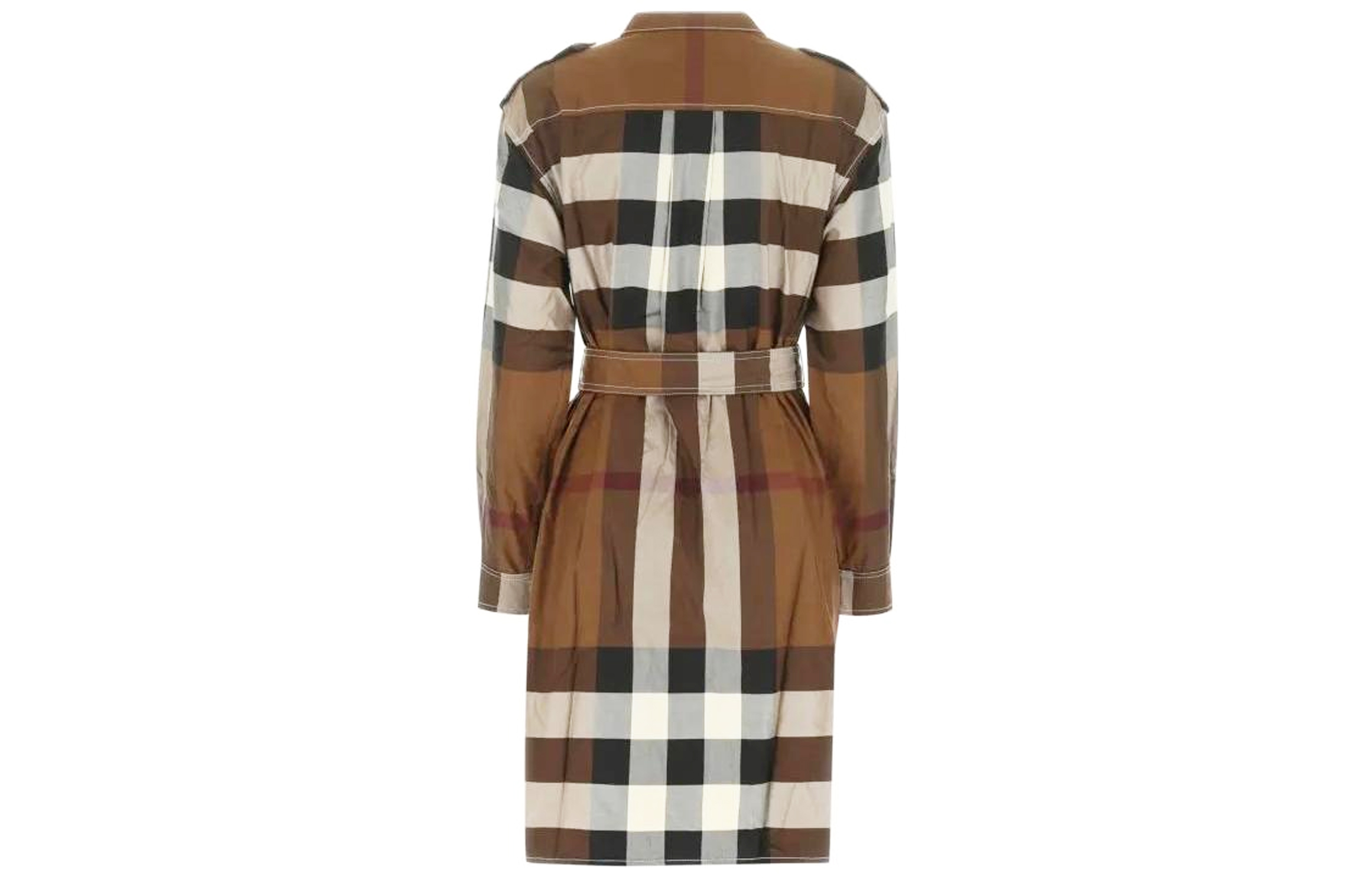 (Women) Burberry FW22 Plaid Loose Fit Long Sleeve Button-Up Dress Women’s Brown 80574391 圖 3