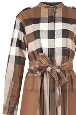 (W) 버버리 FW22 체크 오버핏 버튼업 롱 슬리브 드레스 여성용 브라운 80574391 Purchase (W) 버버리 FW22 체크 오버핏 버튼업 롱 슬리브 드레스 여성용 브라운 80574391