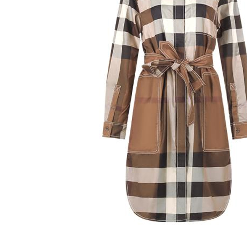 (Women) Burberry FW22 Plaid Loose Fit Long Sleeve Button-Up Dress Women’s Brown 80574391 圖 6