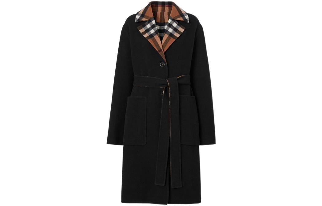 (Women) Burberry FW22 Reversible Check Wool Coat Women’s Black 80563311