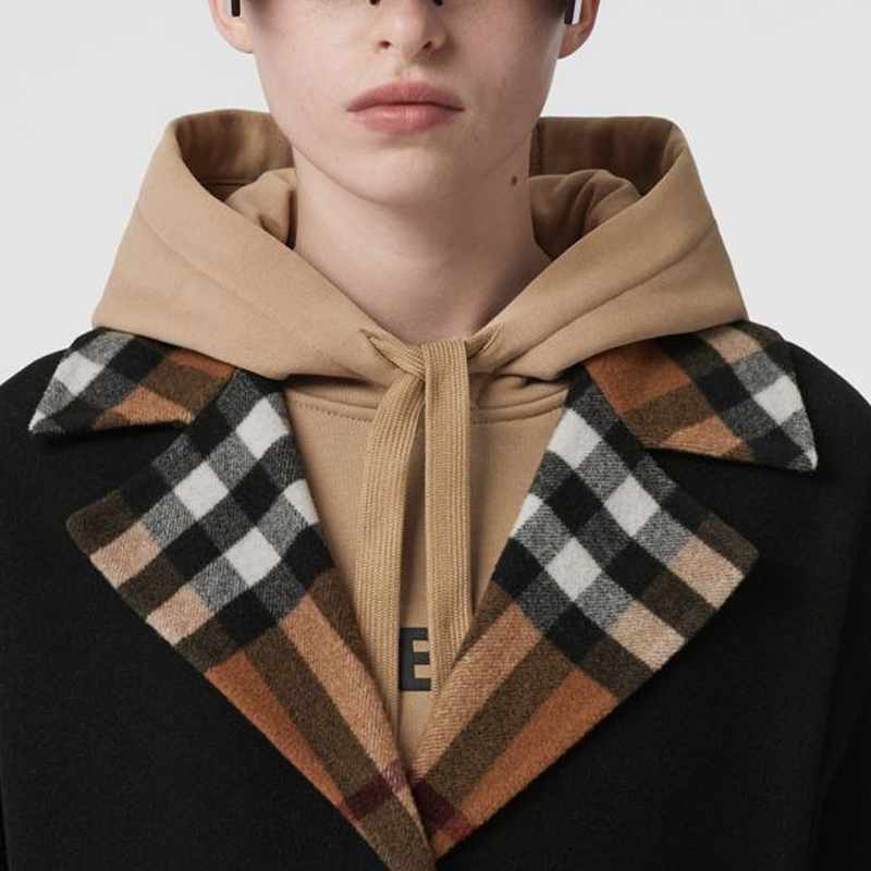(Women) Burberry FW22 Reversible Check Wool Coat Women’s Black 80563311 圖 5