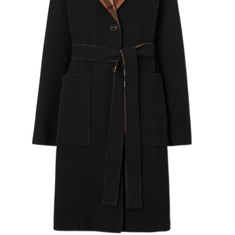 (Women) Burberry FW22 Reversible Check Wool Coat Women’s Black 80563311 圖 6