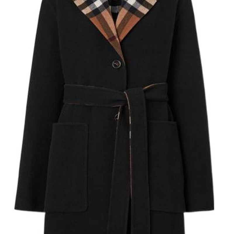 (Women) Burberry FW22 Reversible Check Wool Coat Women’s Black 80563311 圖 7