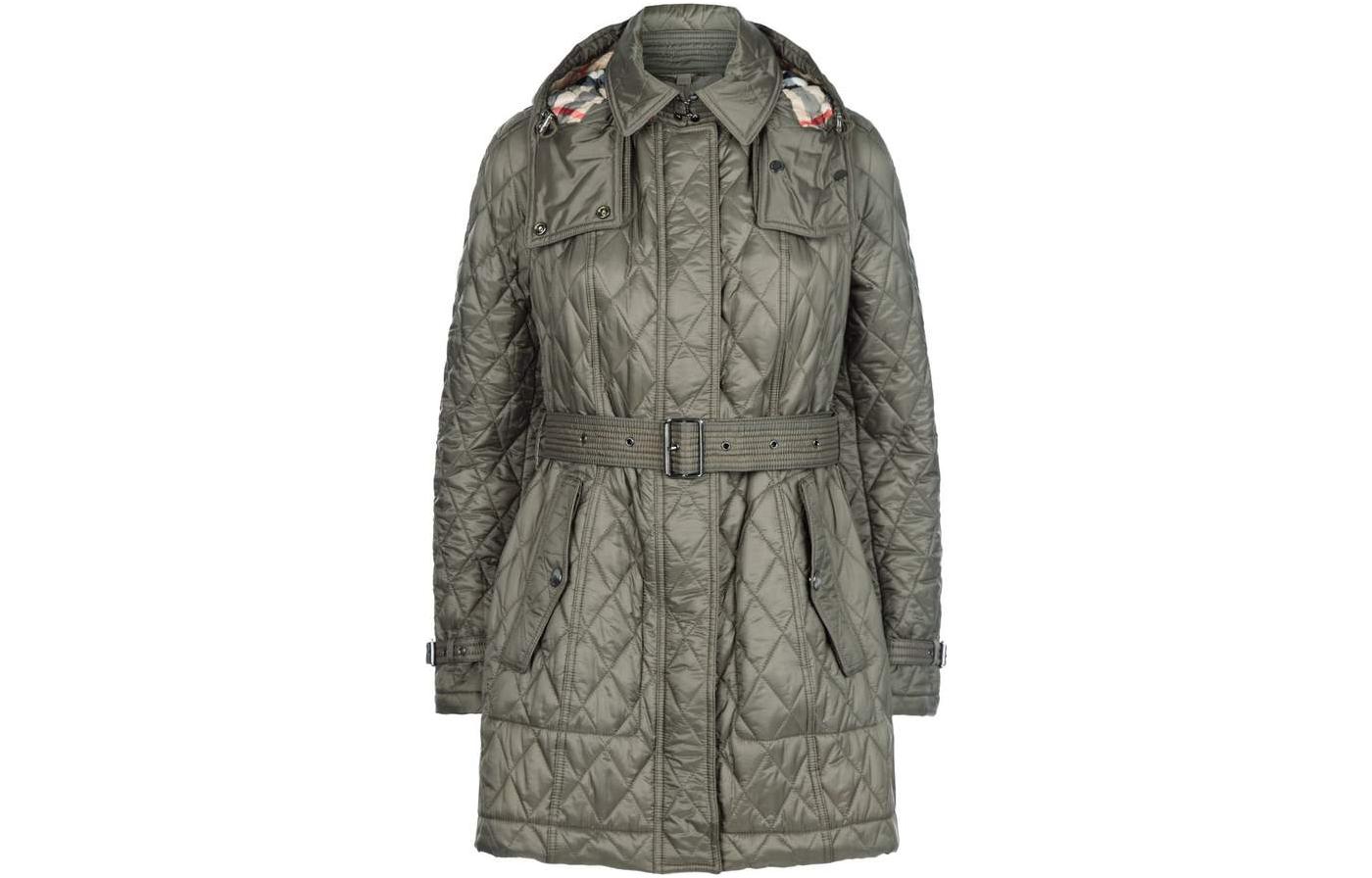 (Women) Burberry FW22 Solid Color Hooded Mid-Length Trench Coat Women’s Green 80613441