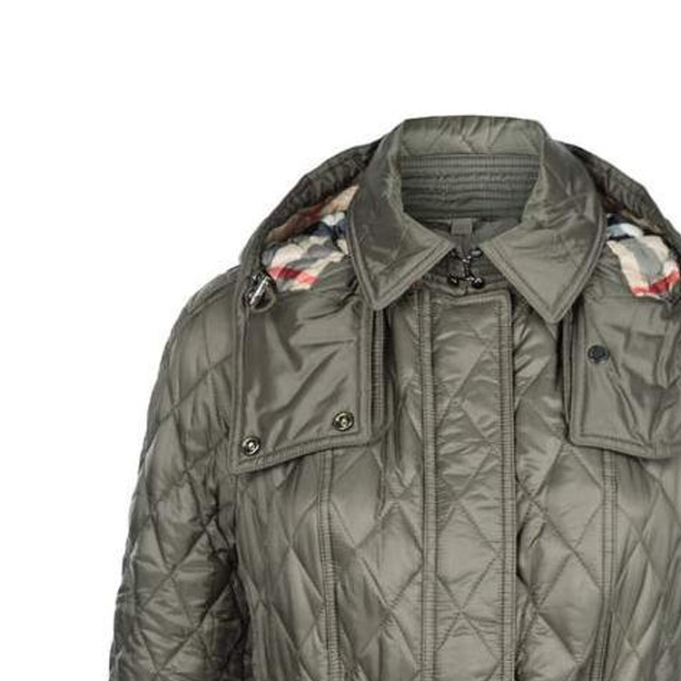 (Women) Burberry FW22 Solid Color Hooded Mid-Length Trench Coat Women’s Green 80613441 圖 3