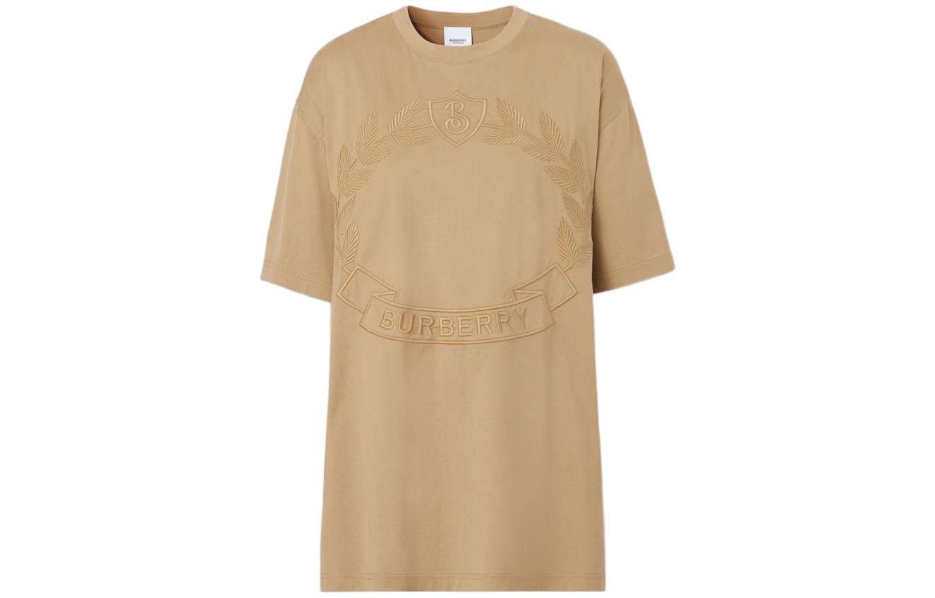 (Women) Burberry FW22 Solid Color Logo Embroidered Women’s Short Sleeve T-Shirt Beige 80652541