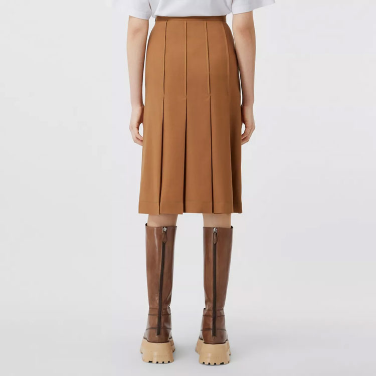 (Women) Burberry FW22 Solid Pleated Side-Zip Casual Long Skirt Women’s Camel Color. 80550371 圖 5