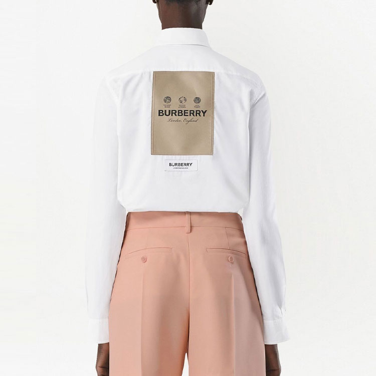 (Women) Burberry FW22 White Solid Color Long Sleeve Collared Shirt 80573351 圖 3