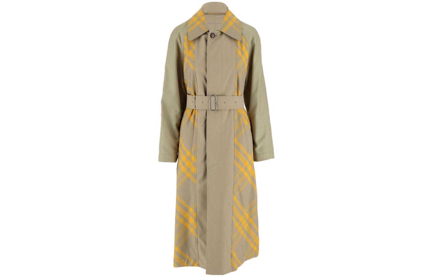 (Women) Burberry FW23  Beige Checkered Belt Long Reversible Trench Coat. 80771361