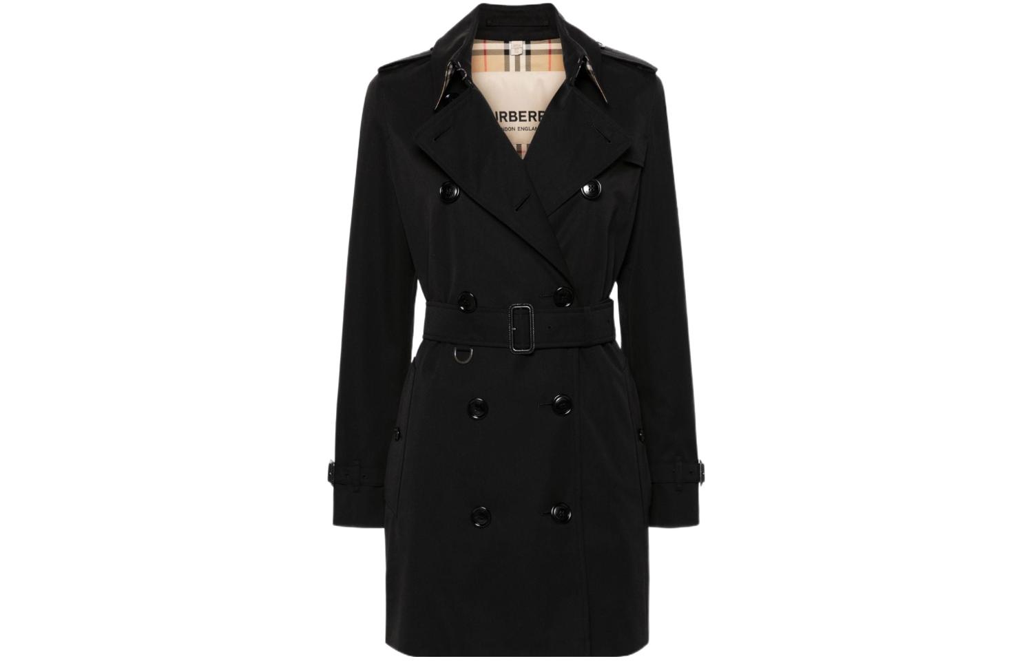 (Women) Burberry FW23  Black Double-Breasted Trench Coat. 80794151