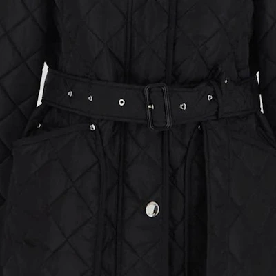 (Women) Burberry FW23 Black Fitted Cotton Jacket Mid-Length Coat 8071843 1