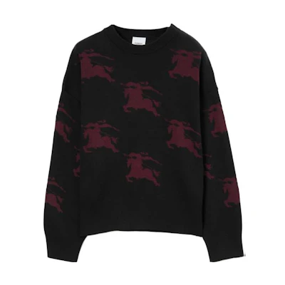 (Women) Burberry FW23 Black Printed Crewneck Knit Long Sleeve Sweater 80718601