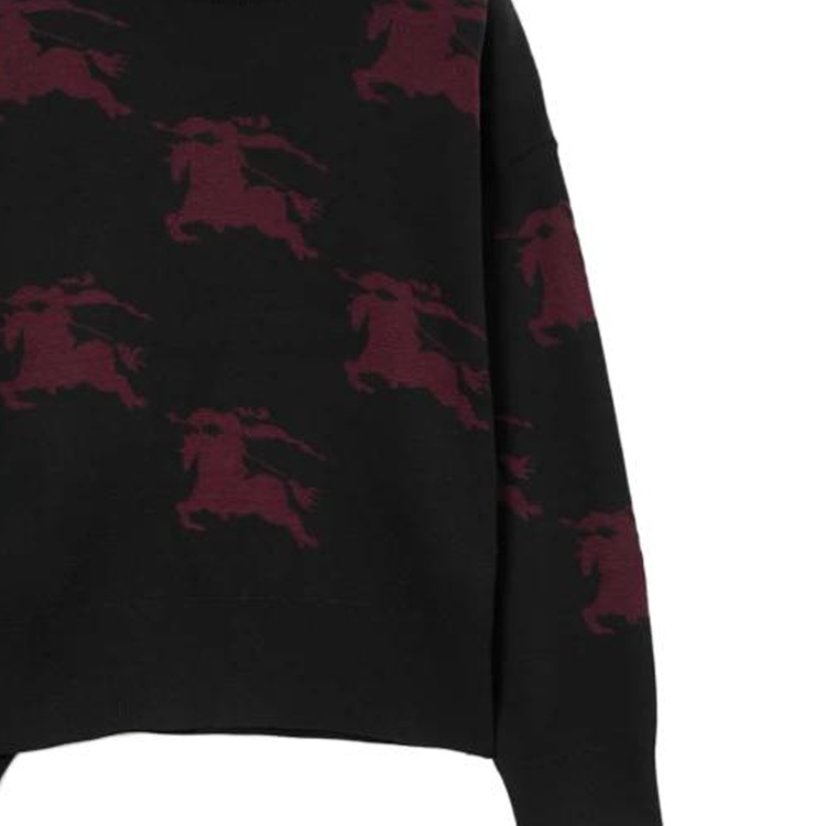 Sizing (Women) Burberry FW23  Black Printed Crewneck Knit Long Sleeve Sweater 80718601