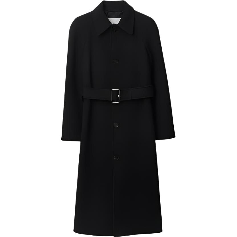 (Women) Burberry FW23  Black Single-Breasted Belted Long Sleeve Coat. 80773571