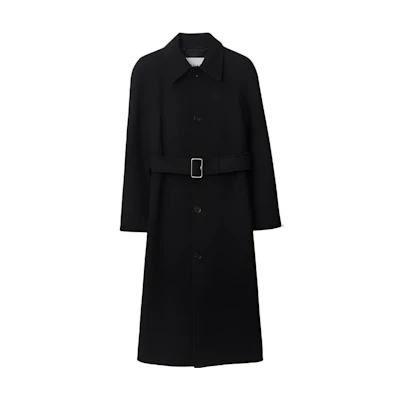 (Women) Burberry FW23 Black Single-Breasted Belted Long Sleeve Coat. 80773571