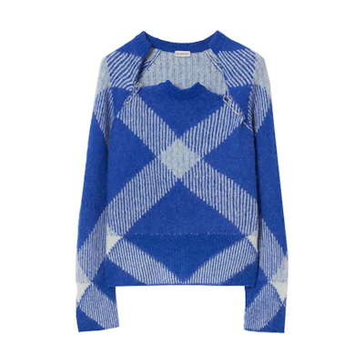 (Women) Burberry FW23 Blue Color-Blend Casual Long-Sleeve Sweater 80762501