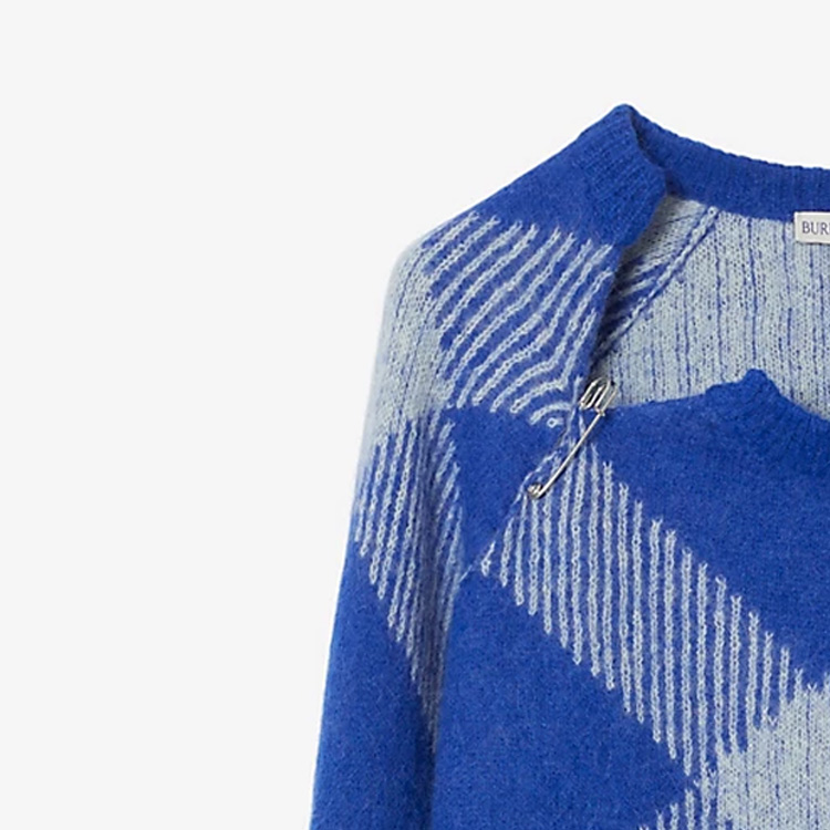 Purchase (W) Burberry FW23 藍色拼接休閒長袖毛衣 80762501