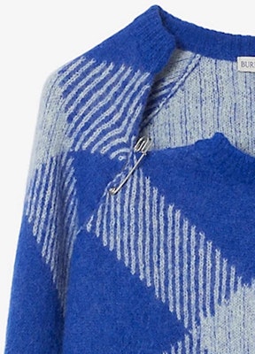 (W) Burberry FW23 藍色拼接休閒長袖毛衣 80762501 Purchase (W) Burberry FW23 藍色拼接休閒長袖毛衣 80762501