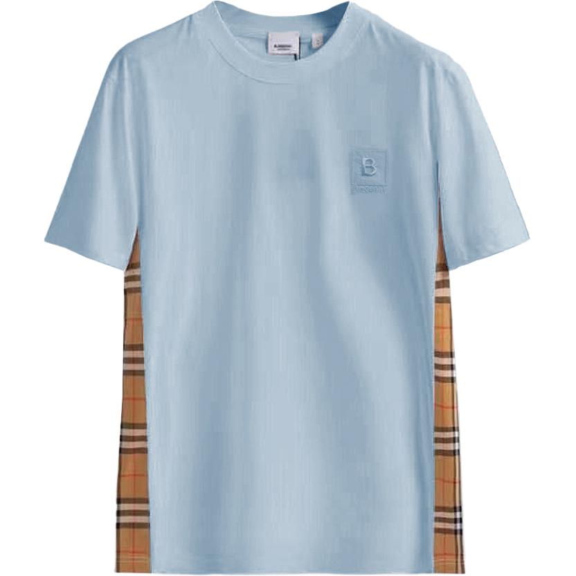 Buy (Women) Burberry FW23  Blue Letter Embroidered Crew Neck T-Shirt. 80670731