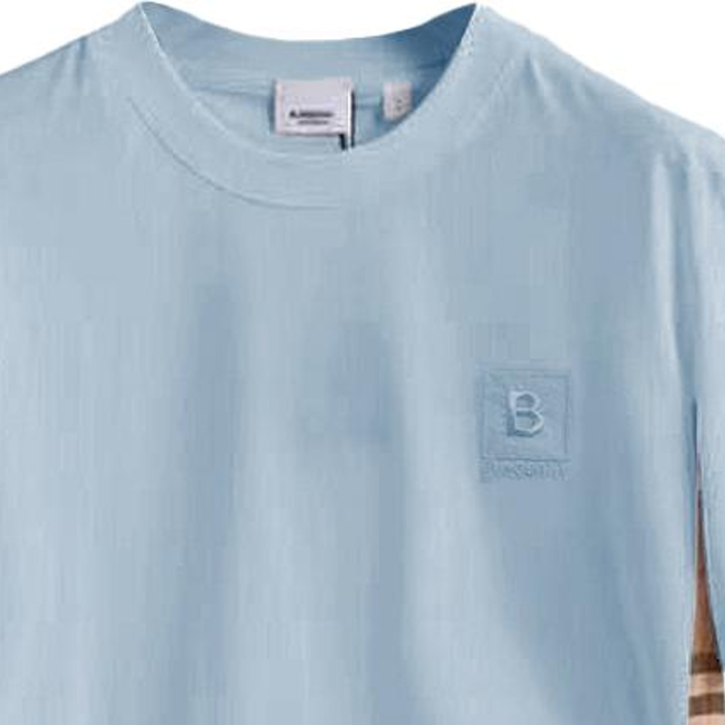 Shop (Women) Burberry FW23  Blue Letter Embroidered Crew Neck T-Shirt. 80670731