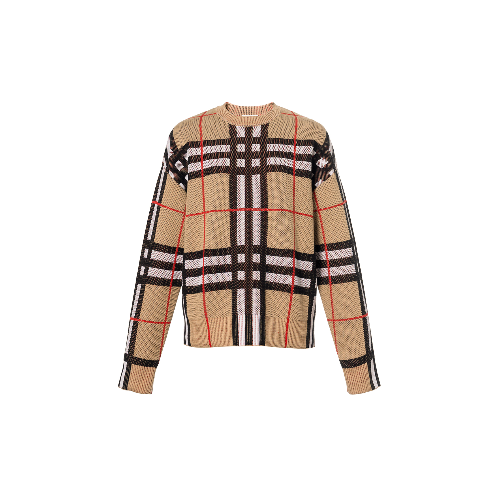 (Women) Burberry FW23  Brown Checkered Crewneck Sweater. 8070354A7026