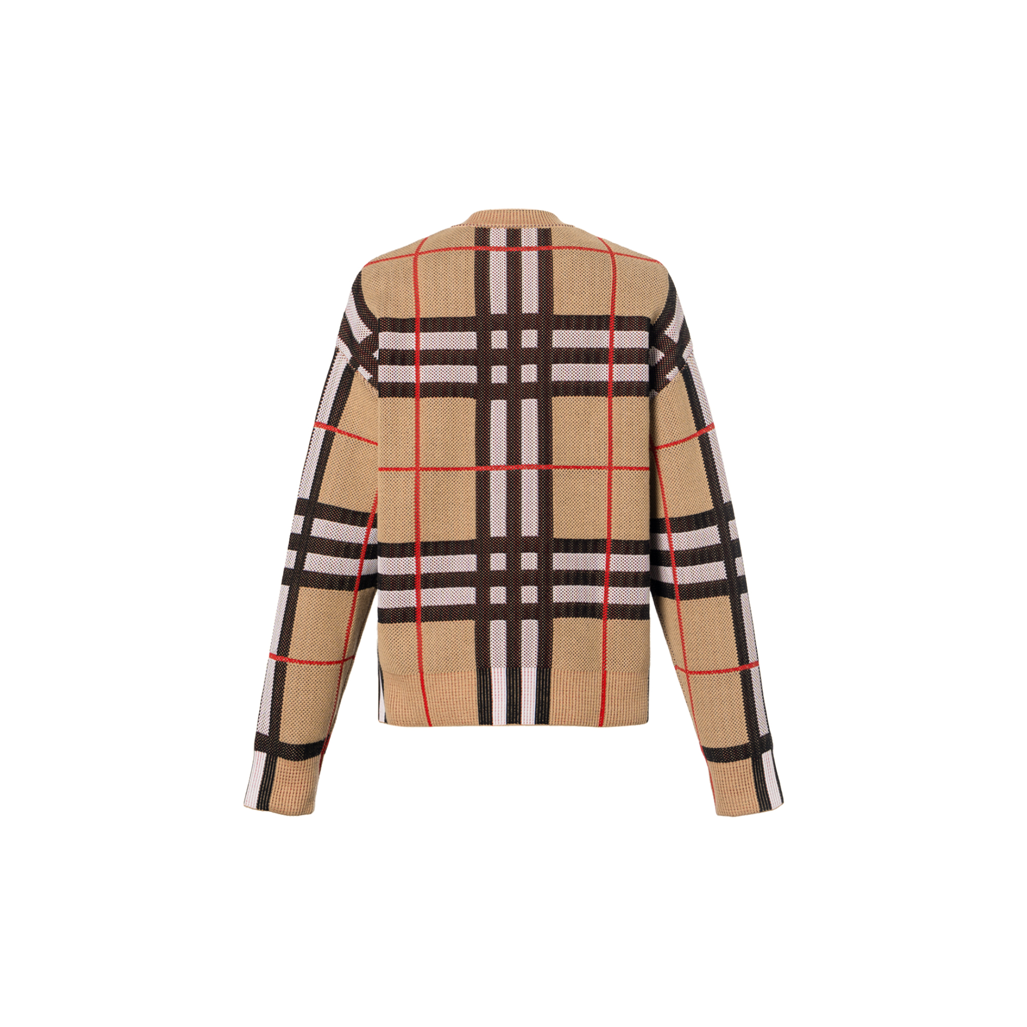 Lookbook (W) Burberry FW23 Sweater Cek Kotak Coklat Leher Bulat. 8070354A7026