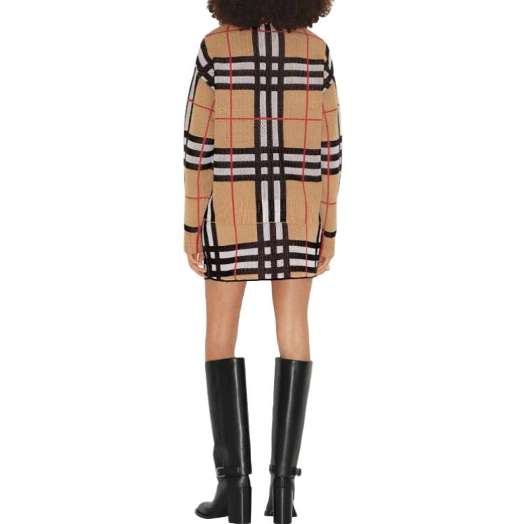 Purchase (W) Burberry FW23 Sweater Cek Kotak Coklat Leher Bulat. 8070354A7026