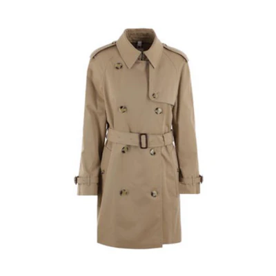 (Women) Burberry FW23 Brown Double-Breasted Mid-Length Jacket 80726811