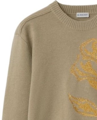 (W) バーバリー FW23 ブラウン ローズ アップリケ クルーネック カジュアルセーター 80775001 Shop (W) バーバリー FW23 ブラウン ローズ アップリケ クルーネック カジュアルセーター 80775001