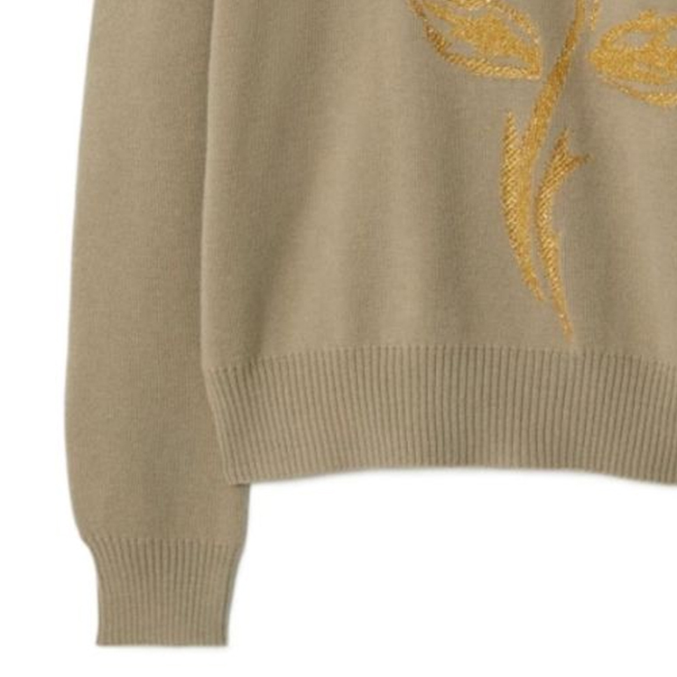 Details for (W) バーバリー FW23 ブラウン ローズ アップリケ クルーネック カジュアルセーター 80775001