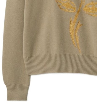 (W) バーバリー FW23 ブラウン ローズ アップリケ クルーネック カジュアルセーター 80775001 Details for (W) バーバリー FW23 ブラウン ローズ アップリケ クルーネック カジュアルセーター 80775001