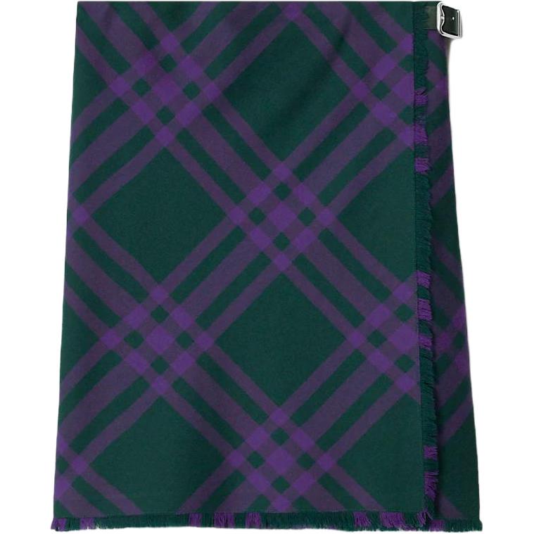 (Women) Burberry FW23  Check Print Fringe Maxi Dress - Dark Royal Purple. 80780131