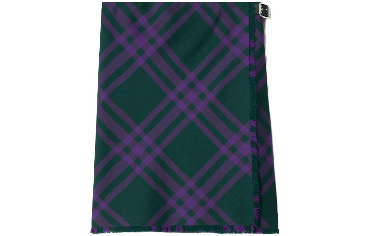 Order (W) 버버리 FW23 체크 프린지 맥시 드레스 - 다크 로얄 퍼플. 80780131