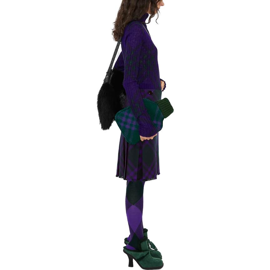 Purchase (W) 버버리 FW23 체크 프린지 맥시 드레스 - 다크 로얄 퍼플. 80780131