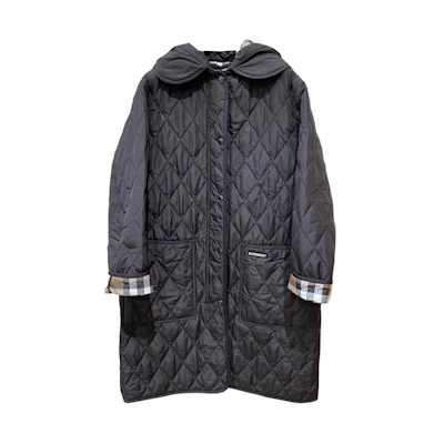 (Women) Burberry FW23 Checkered Hooded Zip-Up Long Sleeve Cotton Jacket Black 80842091