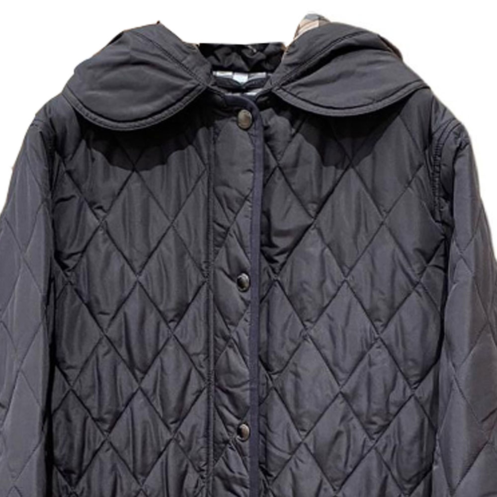 (Women) Burberry FW23  Checkered Hooded Zip-Up Long Sleeve Cotton Jacket Black 80842091 圖 4