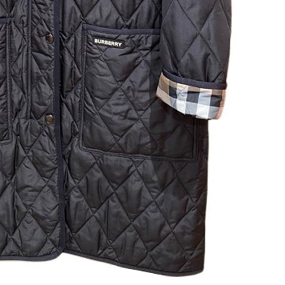 (Women) Burberry FW23  Checkered Hooded Zip-Up Long Sleeve Cotton Jacket Black 80842091 圖 5