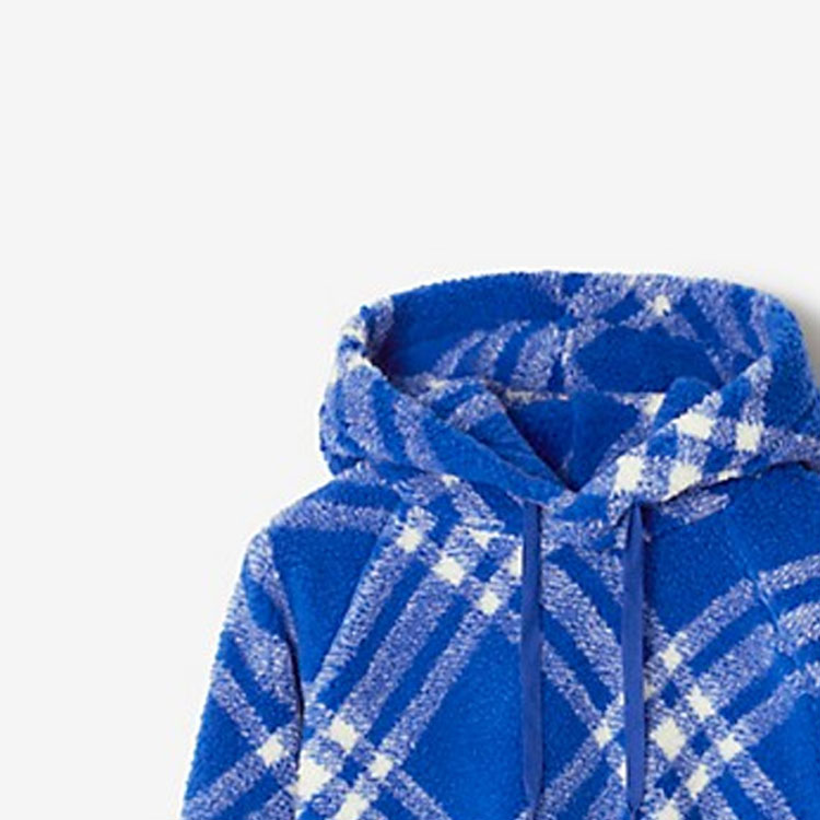 (Women) Burberry FW23  Checkered Hoodie Knight Blue Loose Fit Long Sleeve 80782761 圖 3