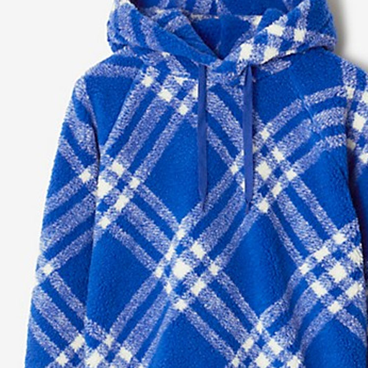 (Women) Burberry FW23  Checkered Hoodie Knight Blue Loose Fit Long Sleeve 80782761 圖 4