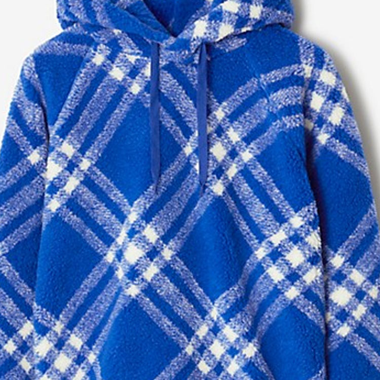 (Women) Burberry FW23  Checkered Hoodie Knight Blue Loose Fit Long Sleeve 80782761 圖 7