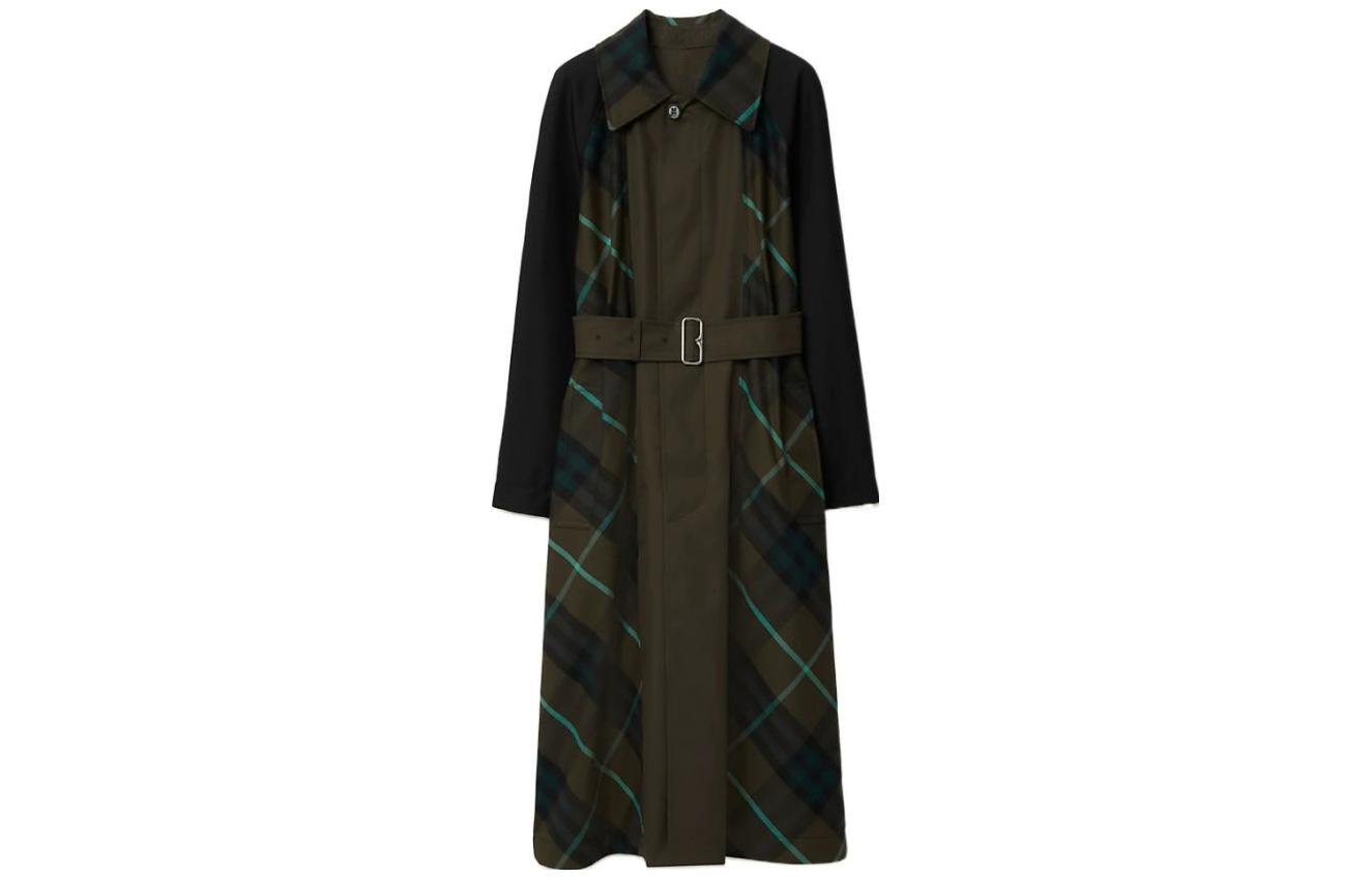 (Women) Burberry FW23  Colorblock Check Belted Long Sleeve Trench Coat Multicolor 80773641 圖 2
