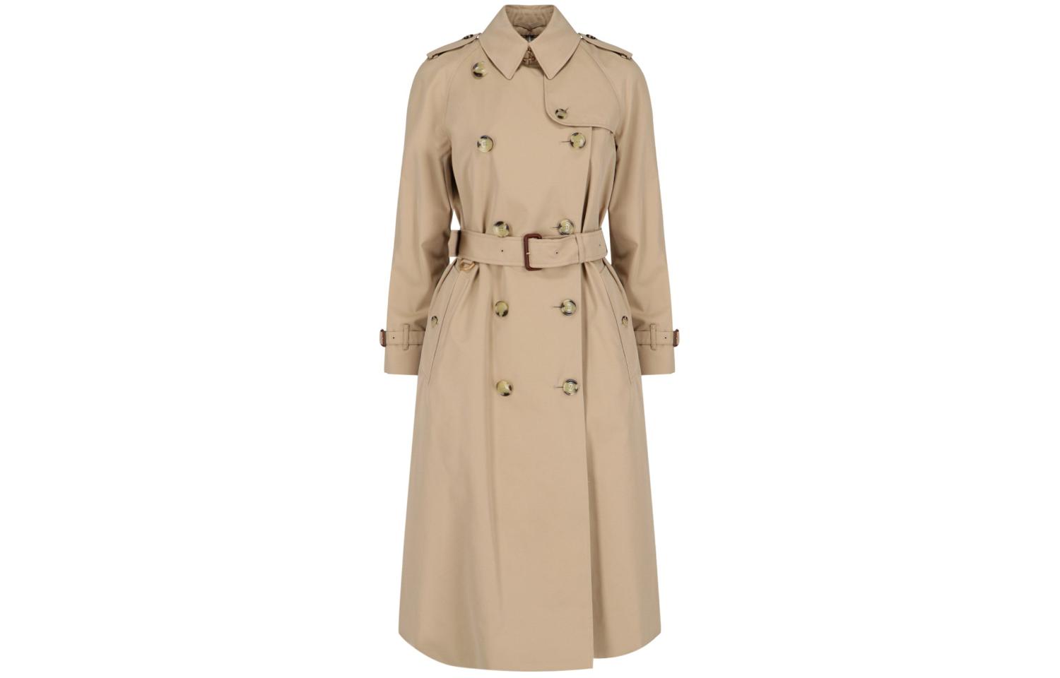 (Women) Burberry FW23  Double-Breasted Belted Mid-Length Trench Coat Brown. 80794201